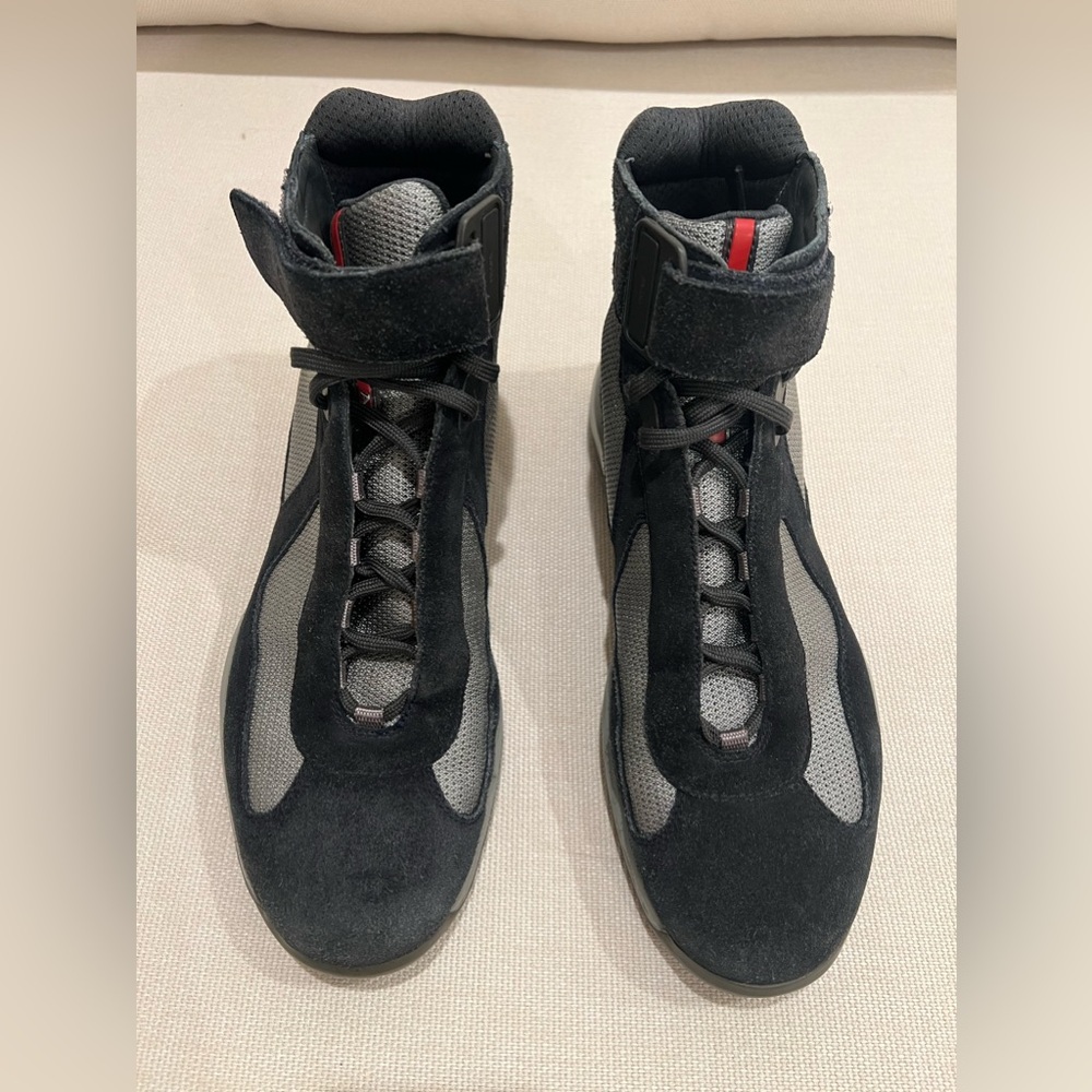 Prada America’s Cup high top suede sneakers, size 8 (style 4T 0341) - Picture 2 of 12